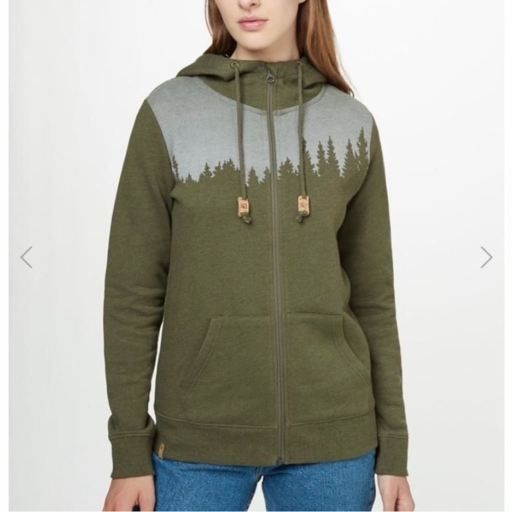 Women's Green Hoodie with Forest Design